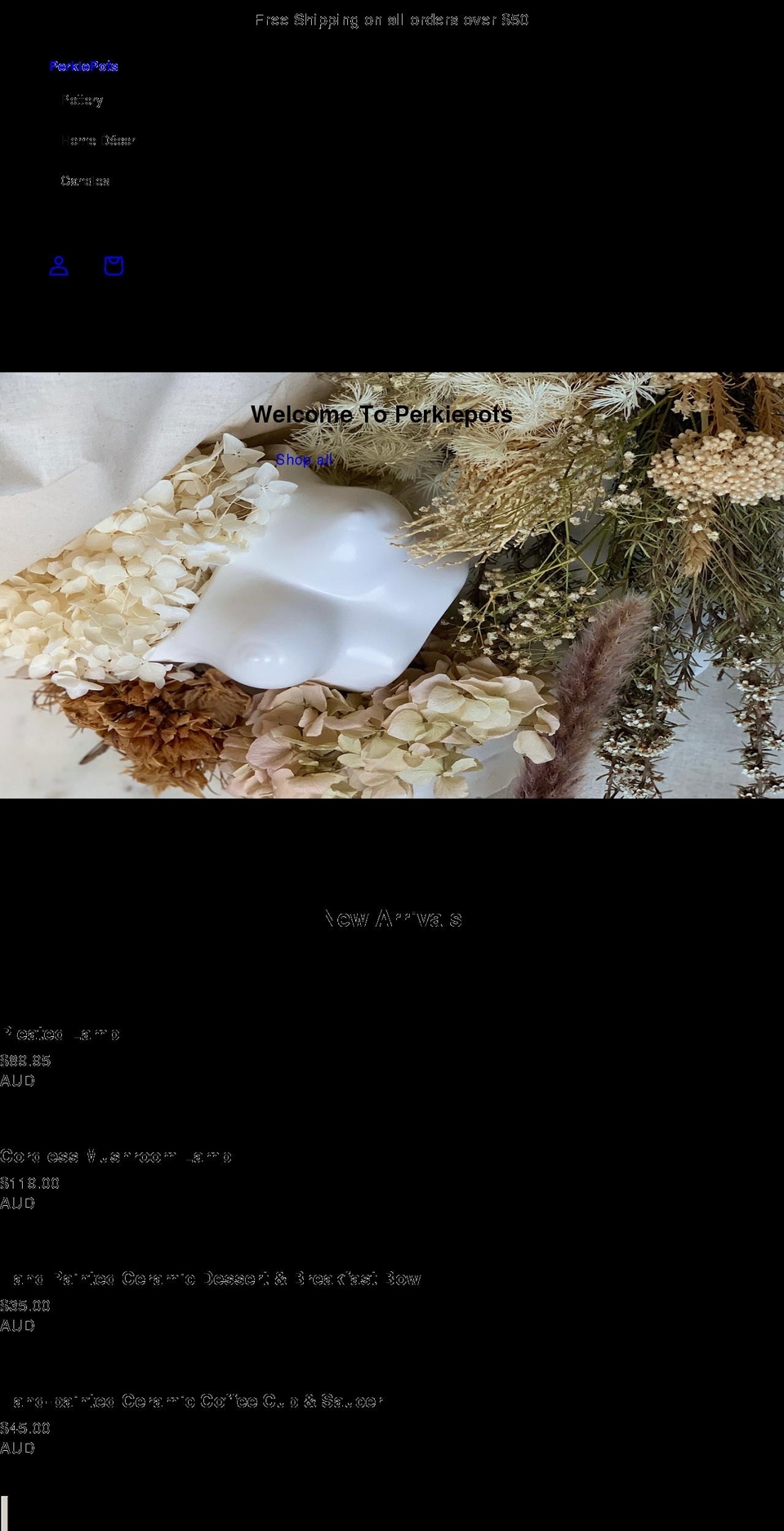 perkiepots.com shopify website screenshot