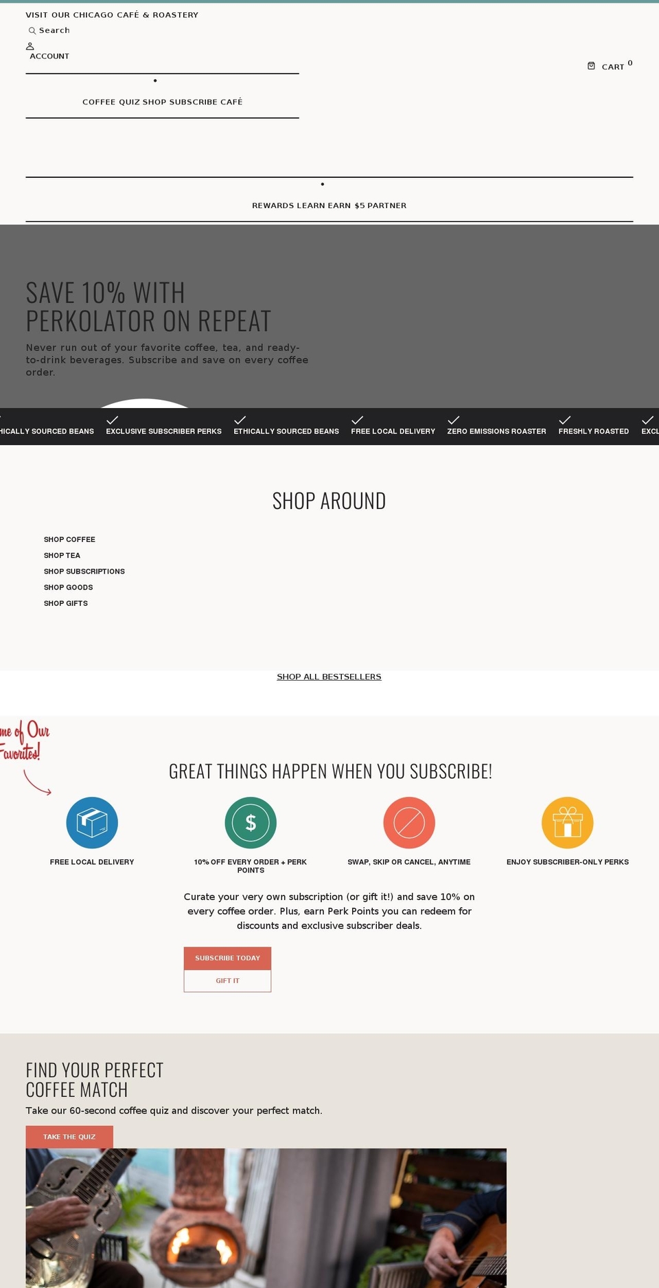 perkolatorcoffee.com shopify website screenshot