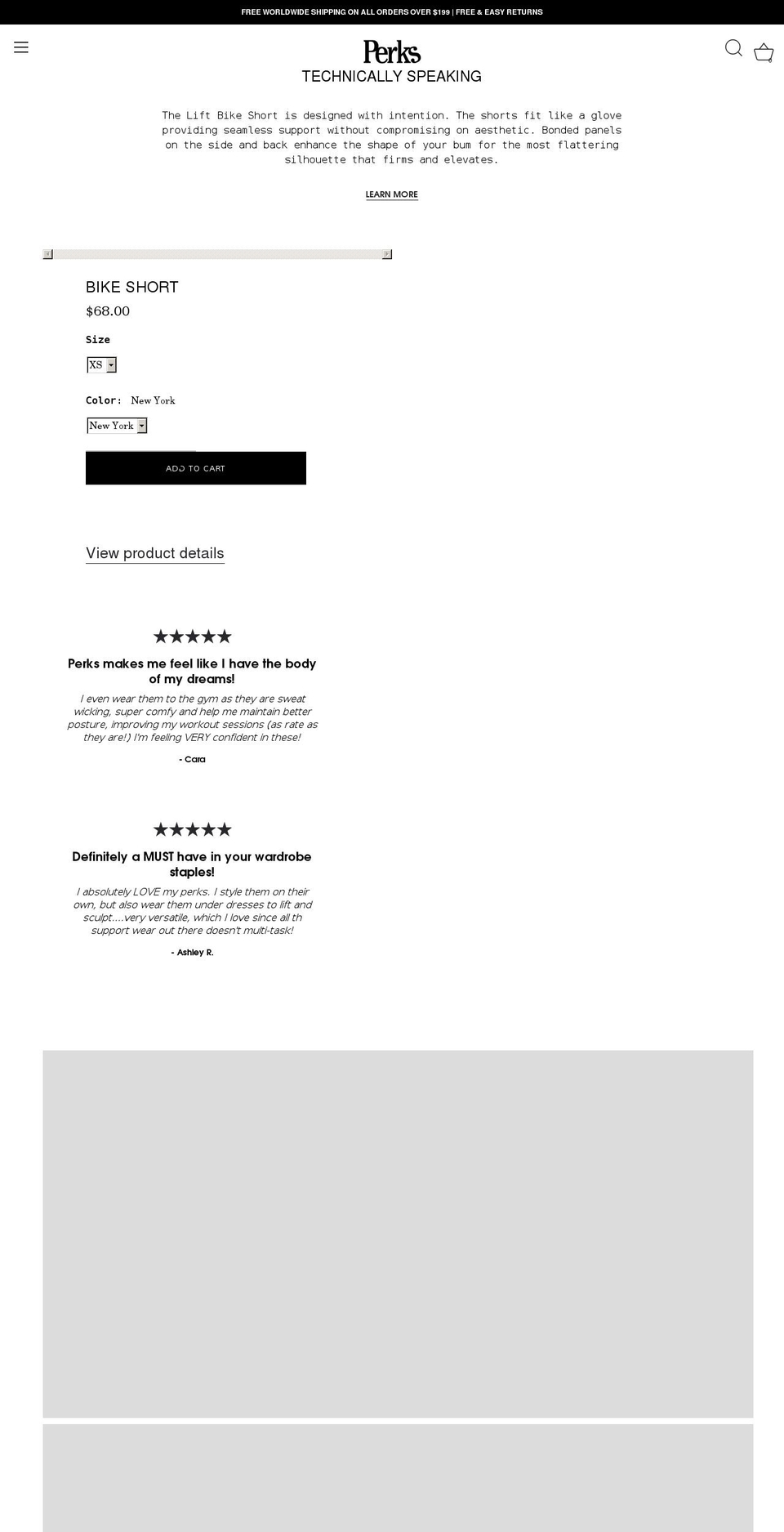 perksliftwear.com shopify website screenshot