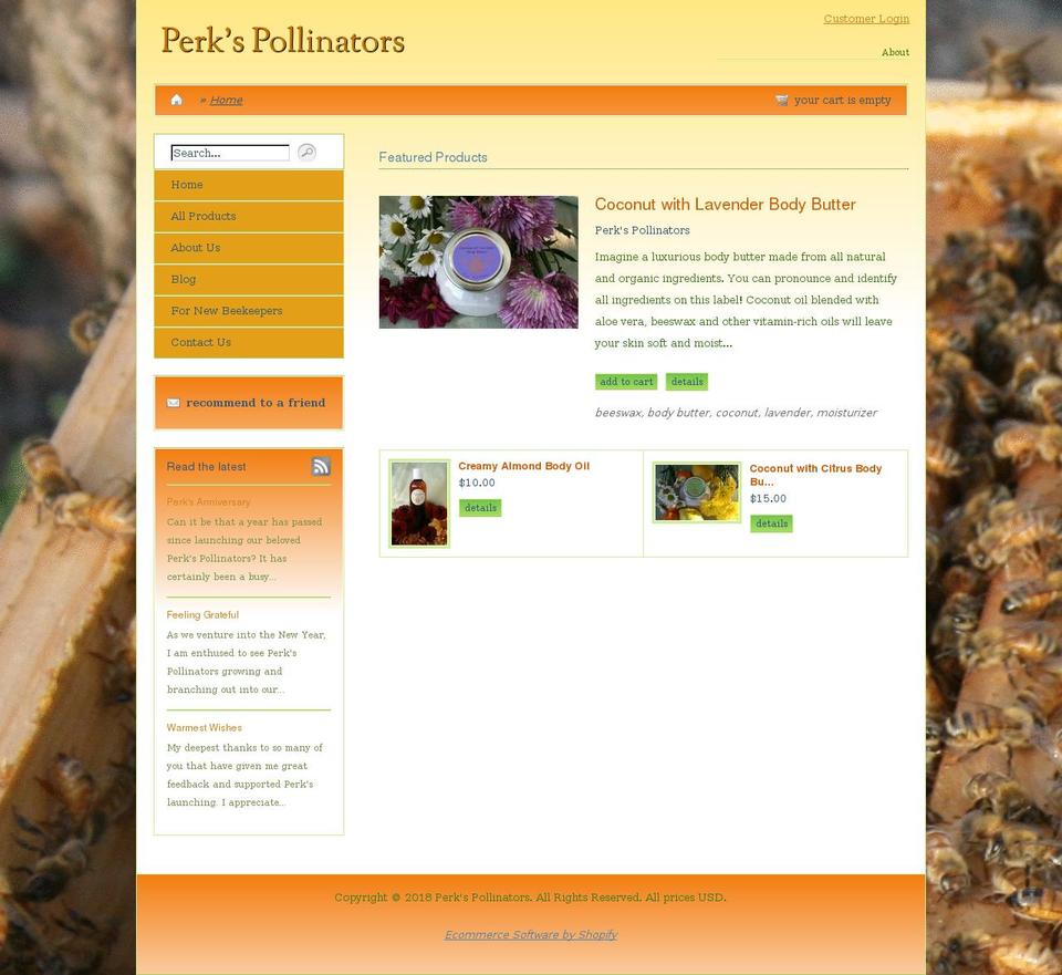 Onyx Shopify theme site example perkspollinators.com