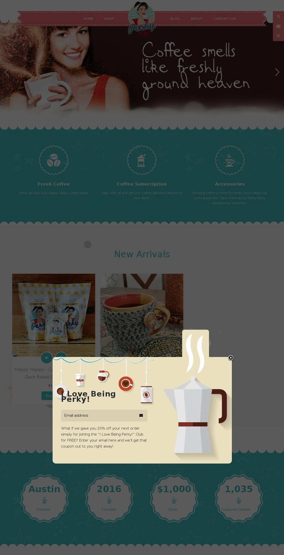 cakeshop Shopify theme site example perkyperky.com