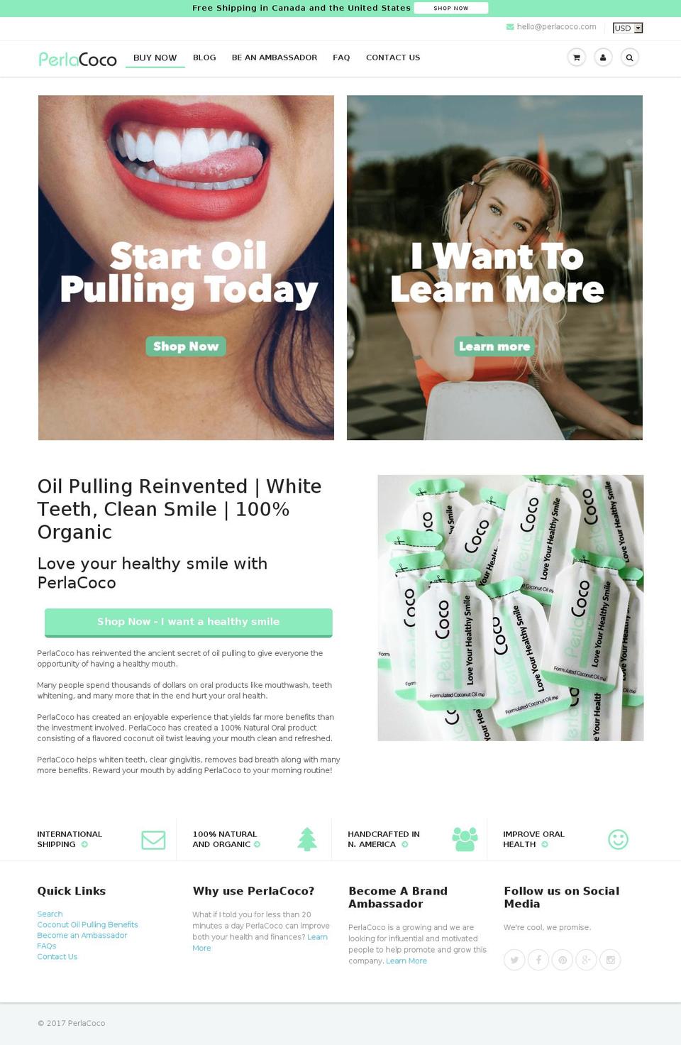 perlacoco.com shopify website screenshot