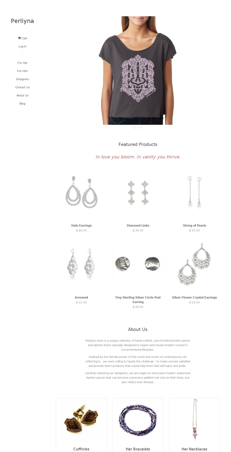 perliyna.com shopify website screenshot