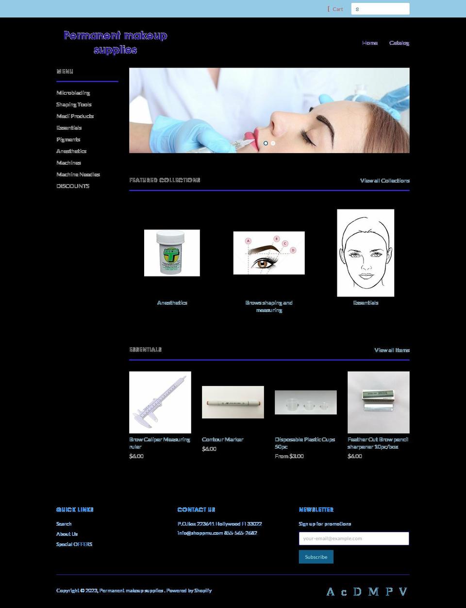 permanent-makeup-supplies.myshopify.com shopify website screenshot