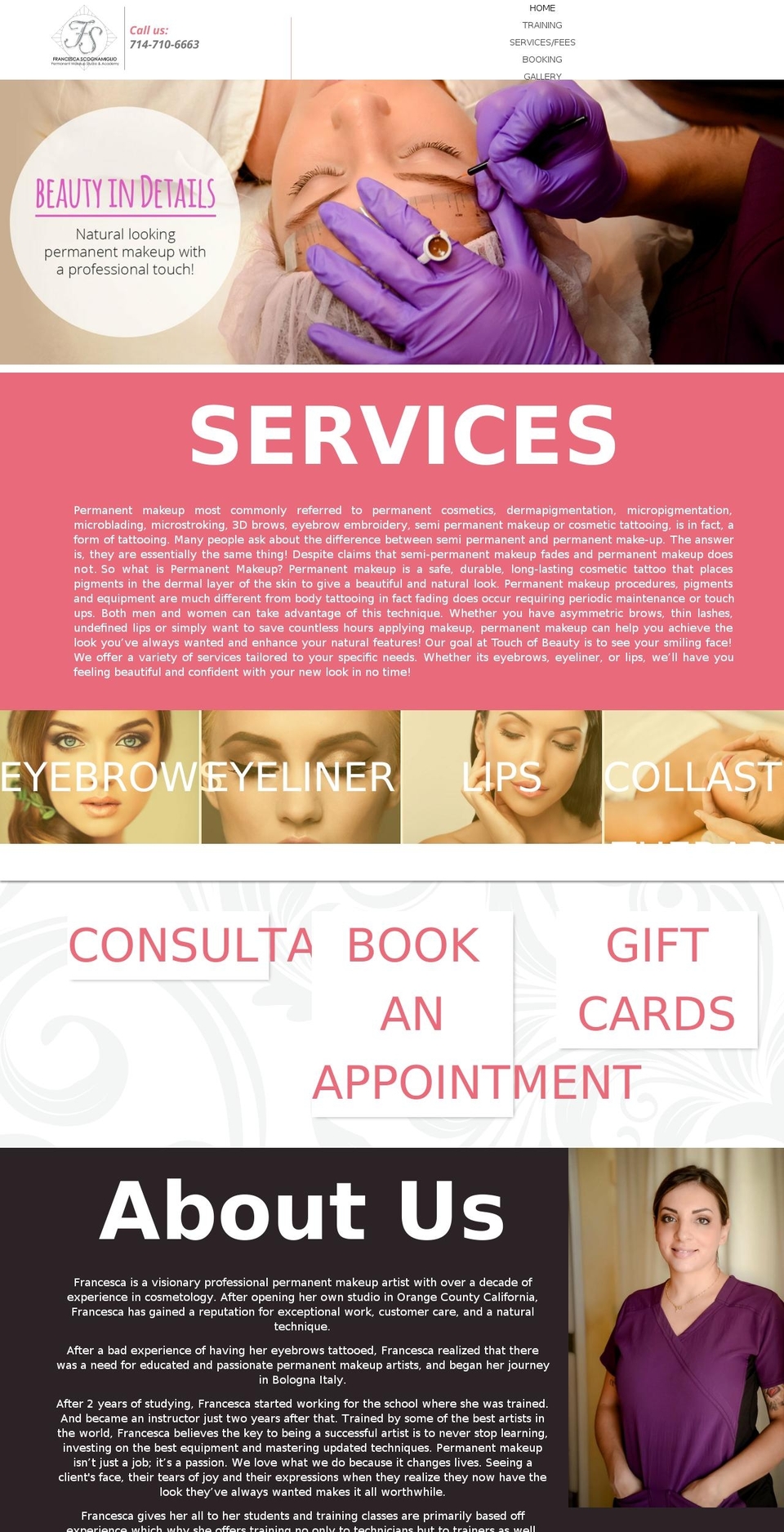 permanentmakeupbyfrancesca.com — Shopify storefront screenshot
