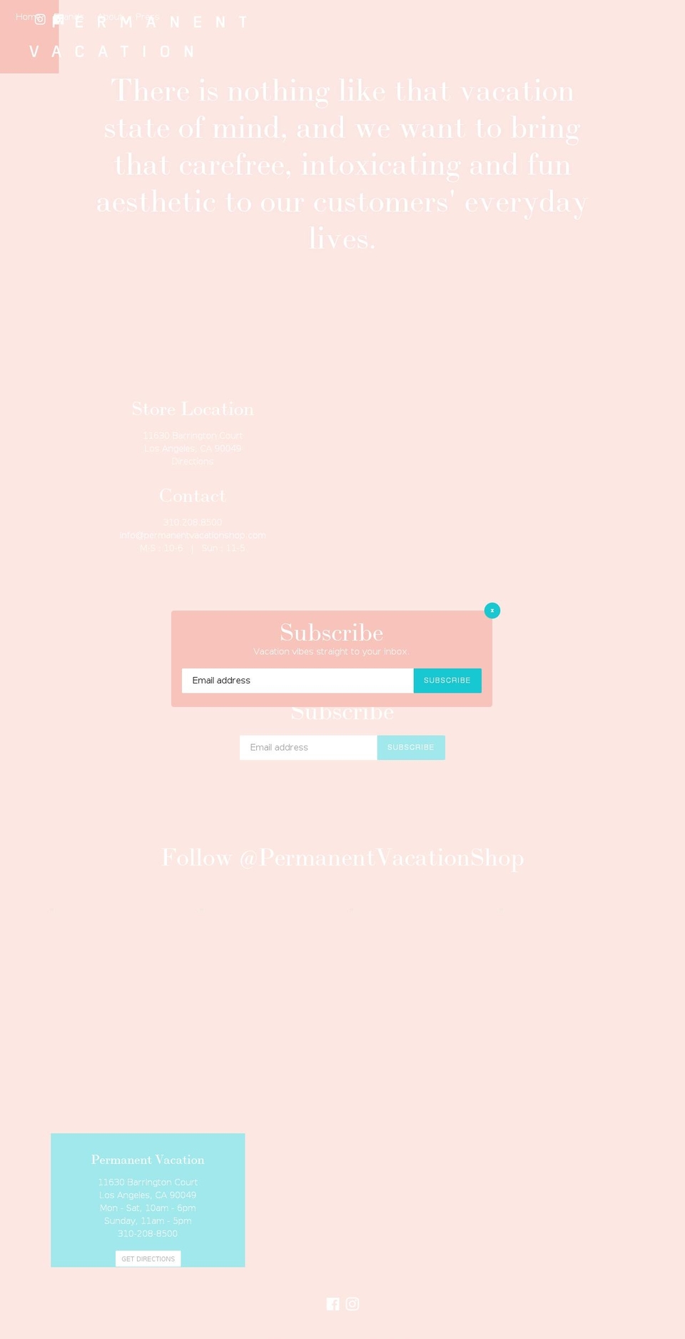 permanentvacationshop.com shopify website screenshot