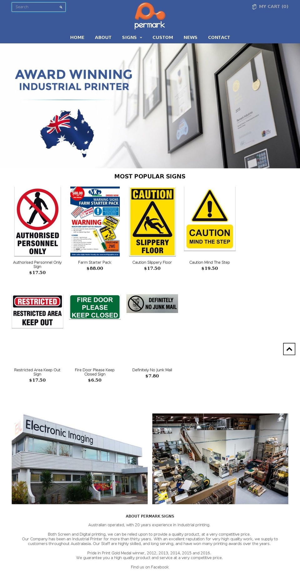 permarksigns.com.au shopify website screenshot