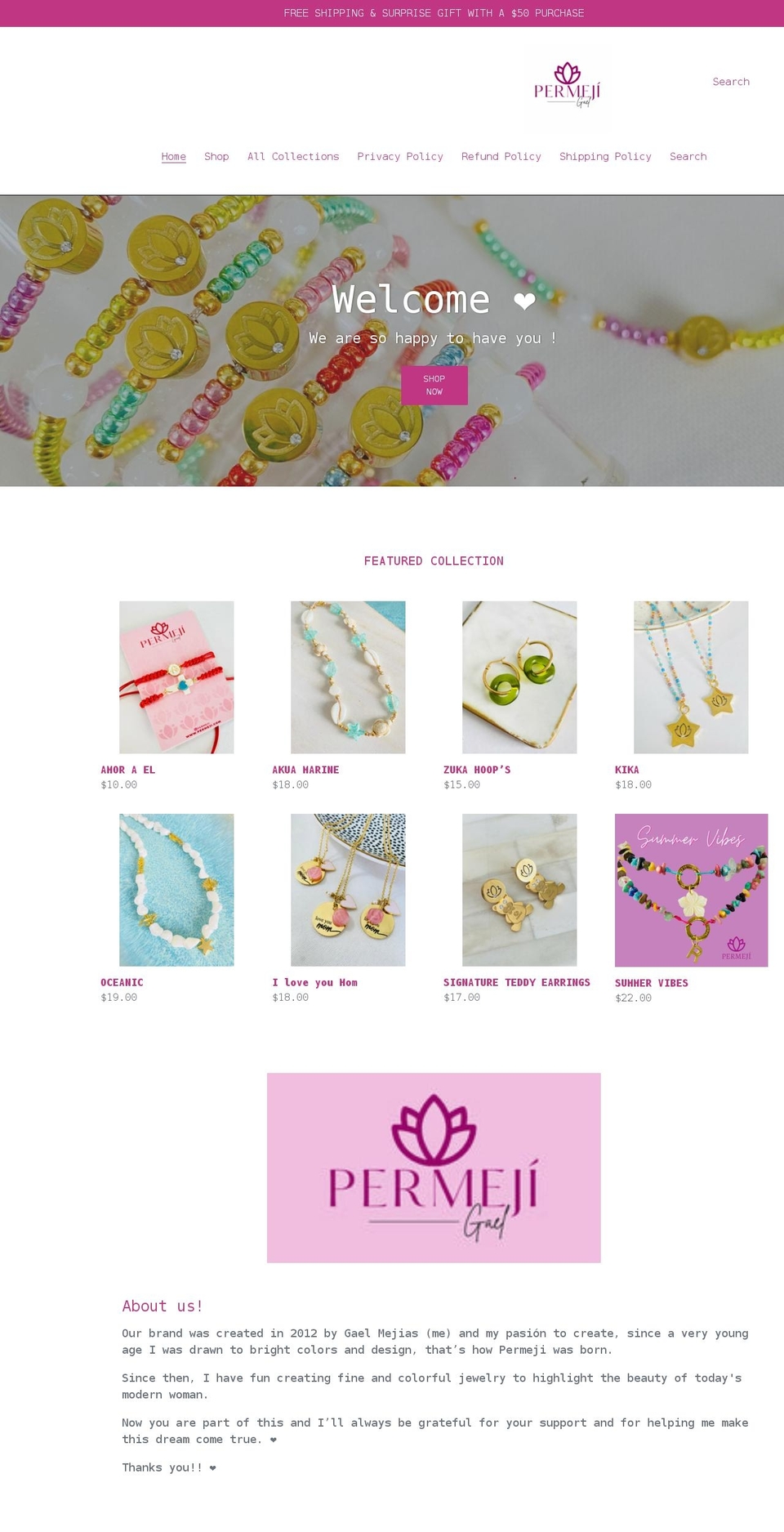 permeji.com shopify website screenshot