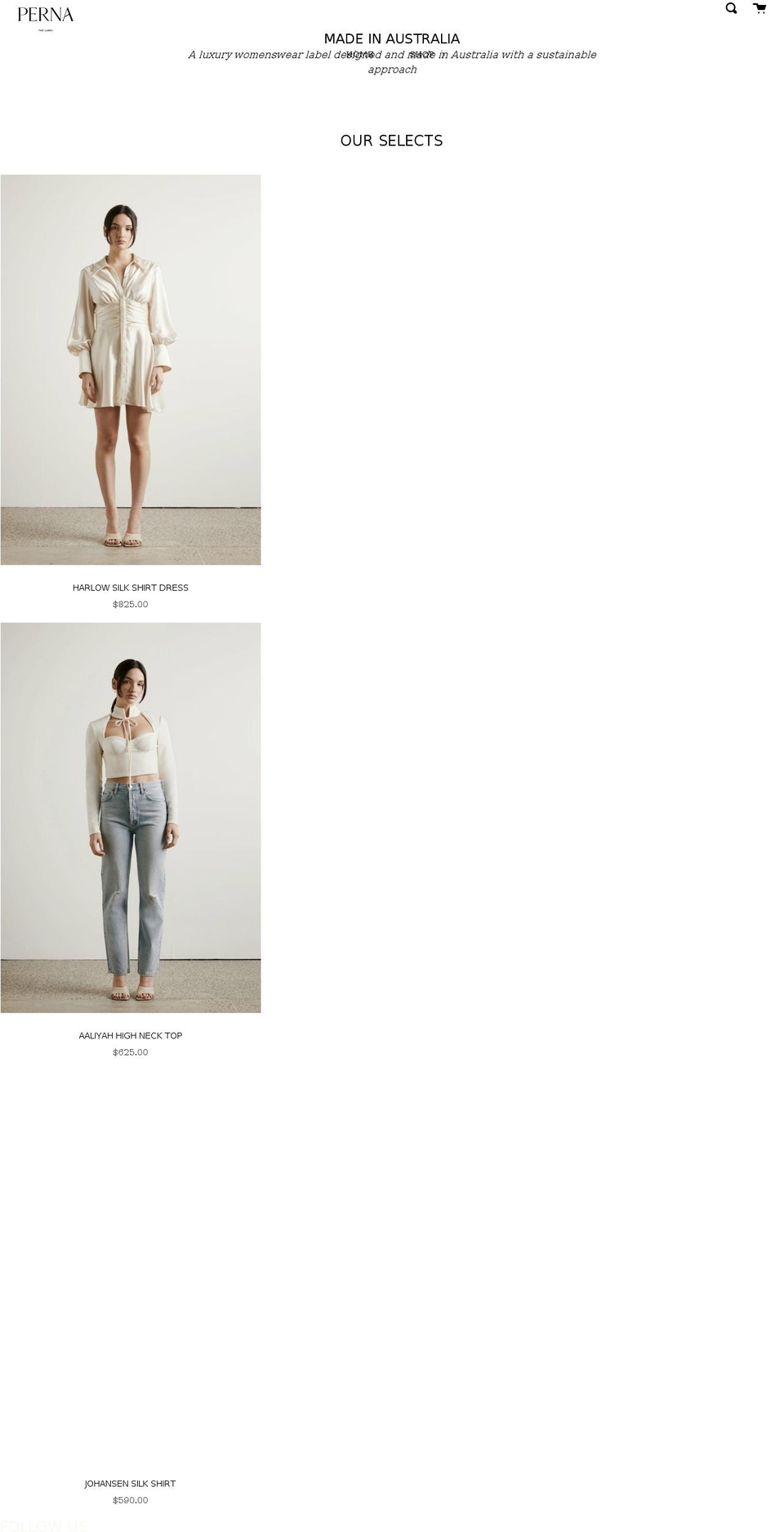 pernathelabel.com shopify website screenshot