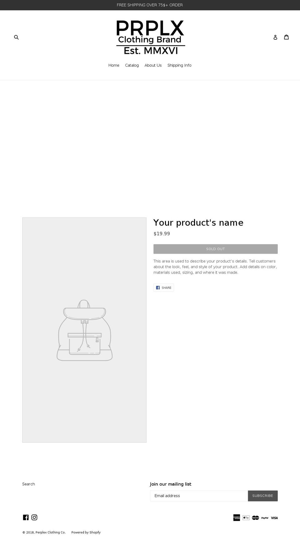 perplexclothing.com shopify website screenshot