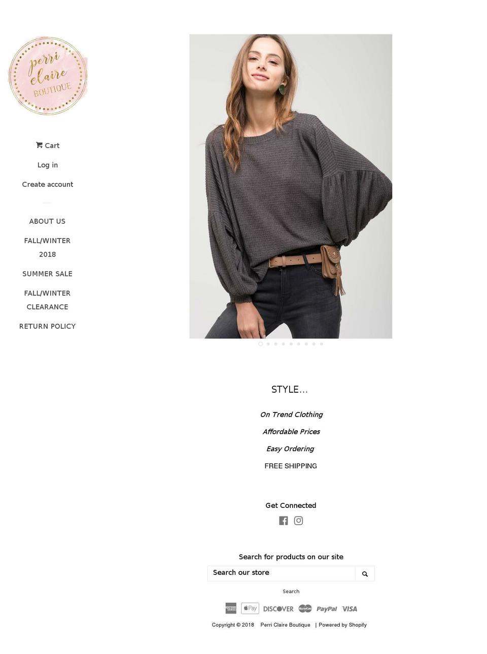 perriclaireboutique.com — Shopify storefront screenshot