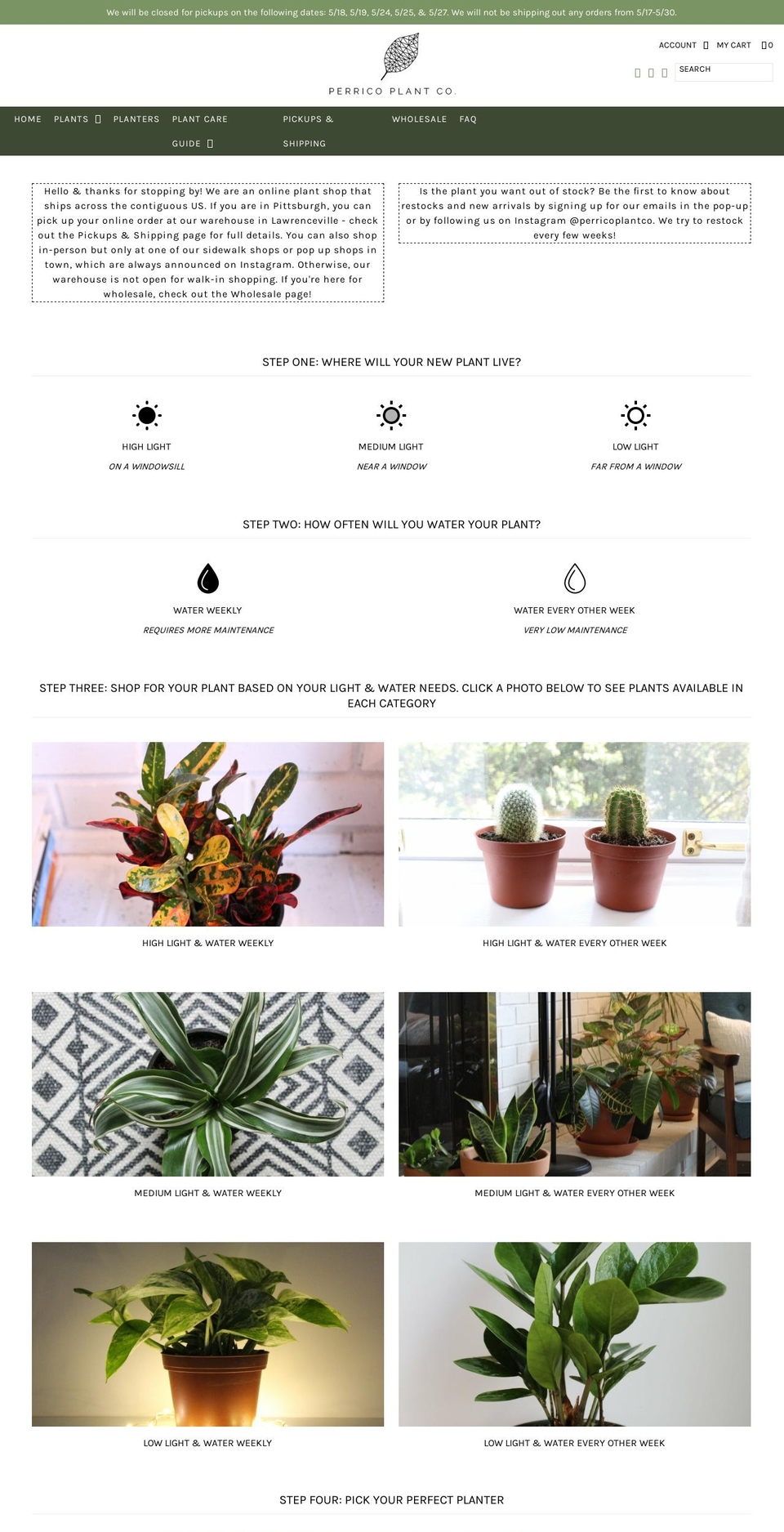 perricoplantco.com shopify website screenshot