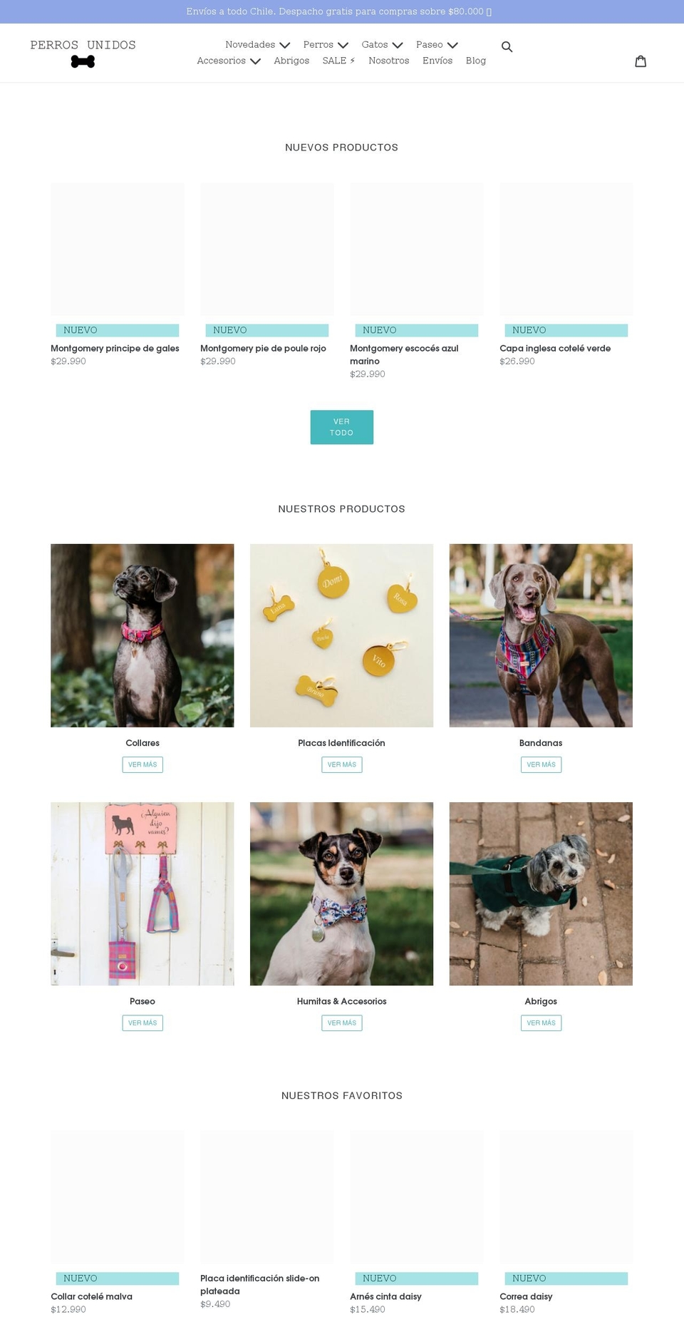 perrosunidos.cl shopify website screenshot
