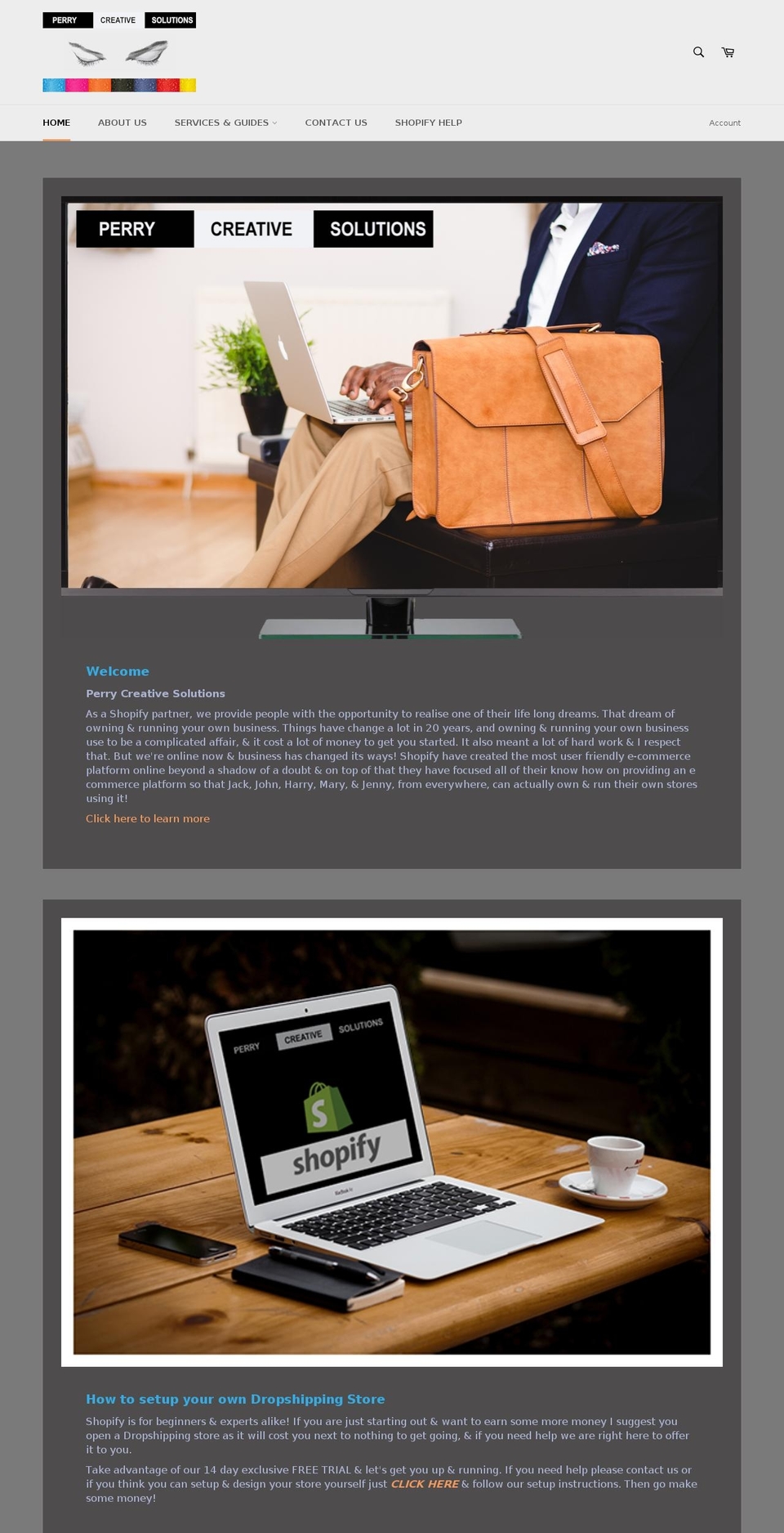 perrycreativesolutions.com shopify website screenshot