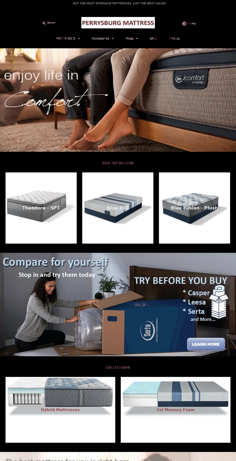 perrysburgmattress.com — Shopify storefront screenshot