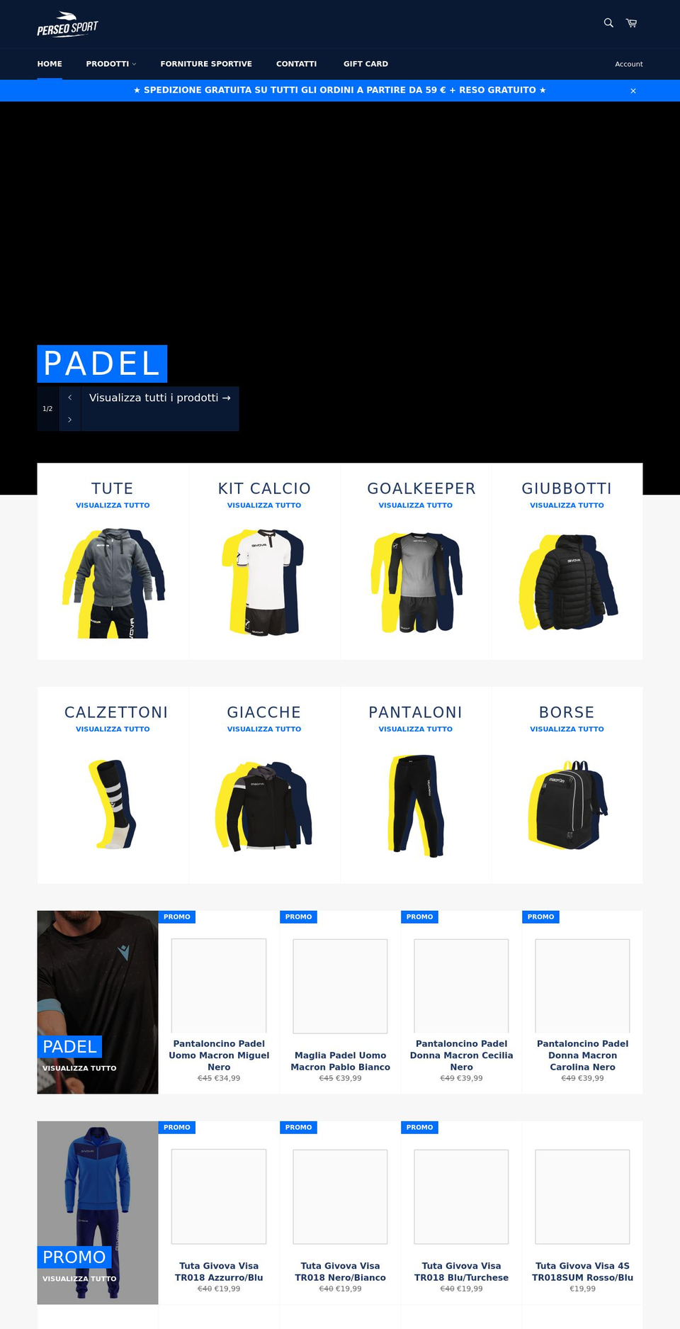 perseosport.com shopify website screenshot