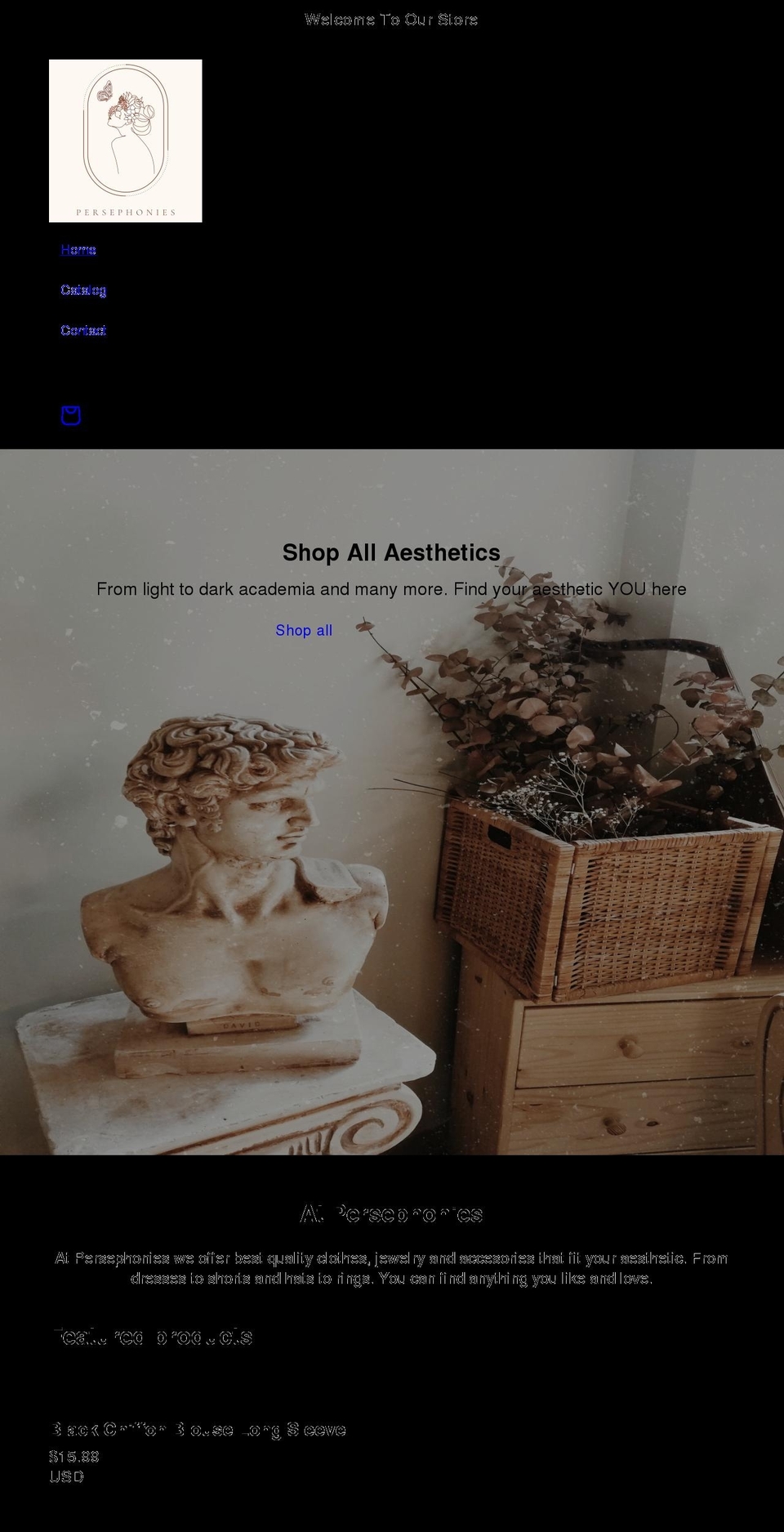 persephonies.com shopify website screenshot