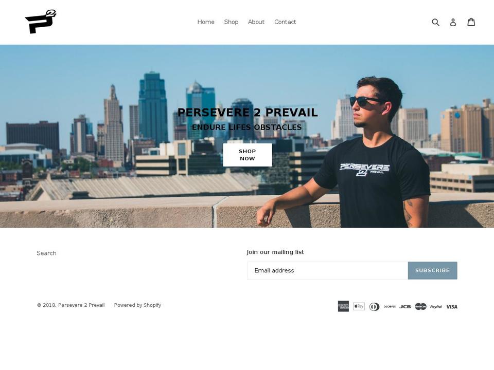 persevere2prevail.com — Shopify storefront screenshot