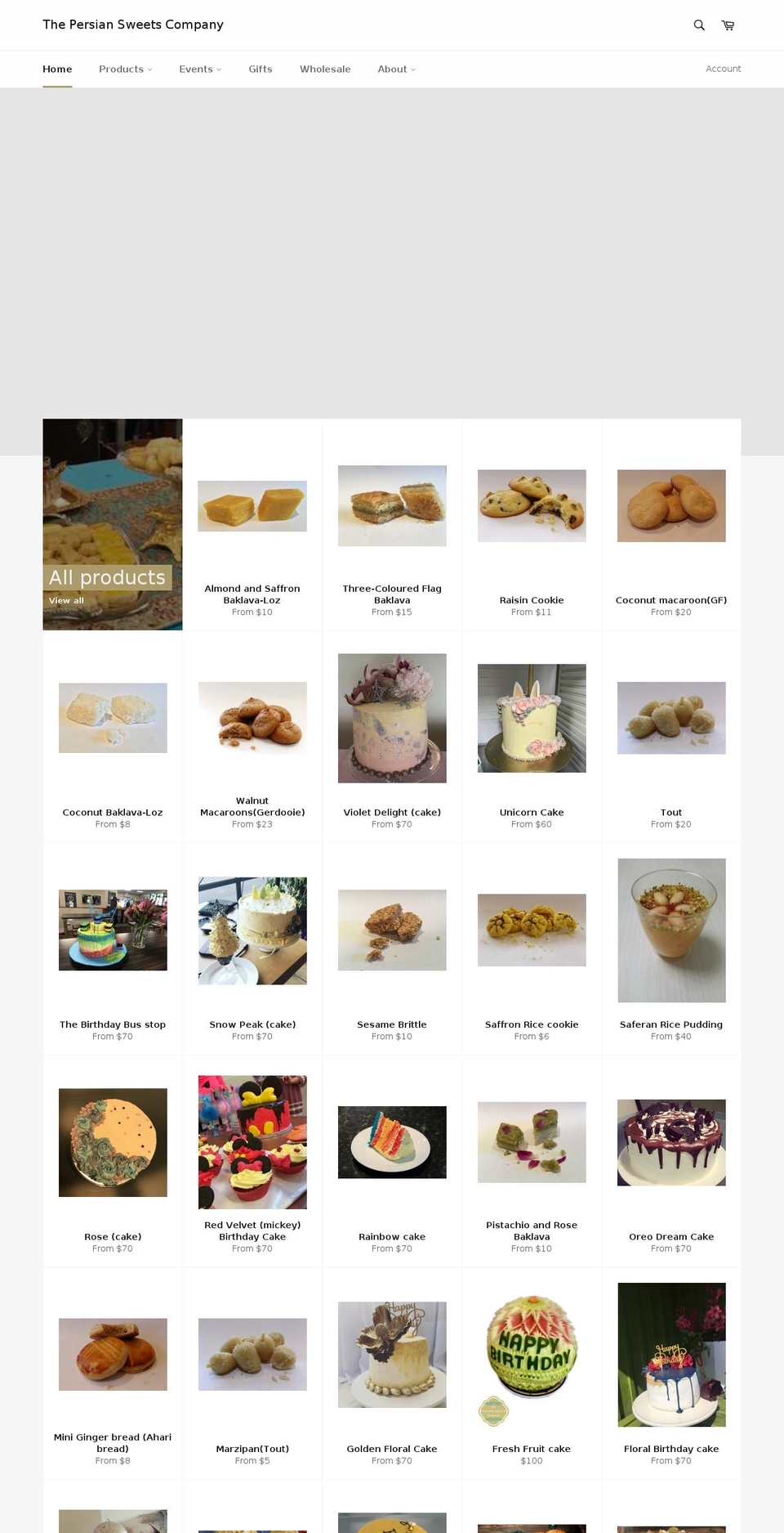 persianpanache.com — Shopify storefront screenshot