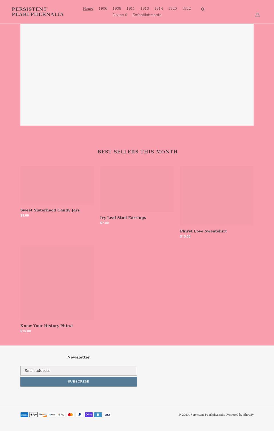 persistentpearlphernalia.com shopify website screenshot