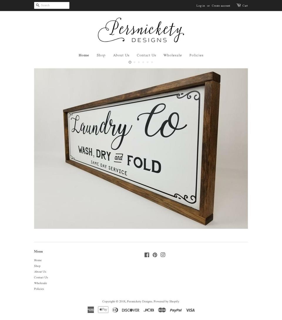 persnicketydesigns.com — Shopify storefront screenshot