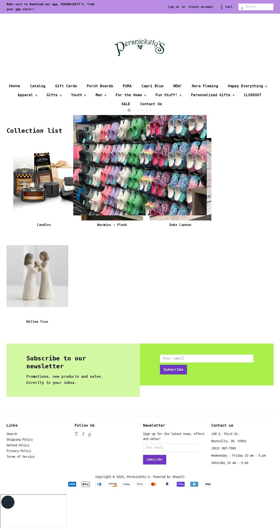 persnicketys.net shopify website screenshot