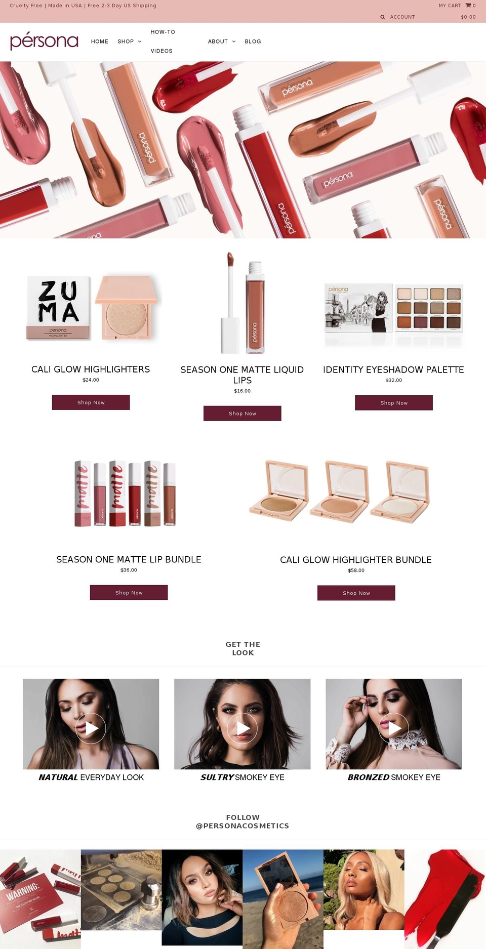 personacosmetics.co shopify website screenshot