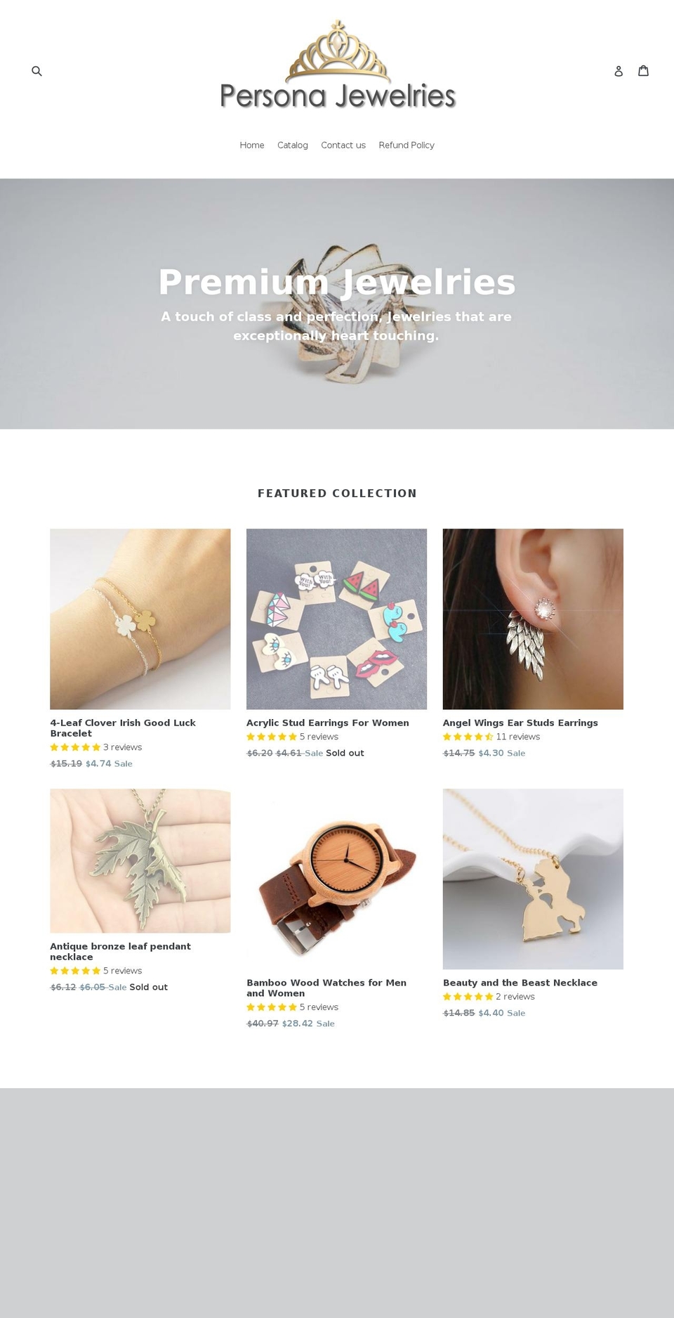 personajewelries.com shopify website screenshot