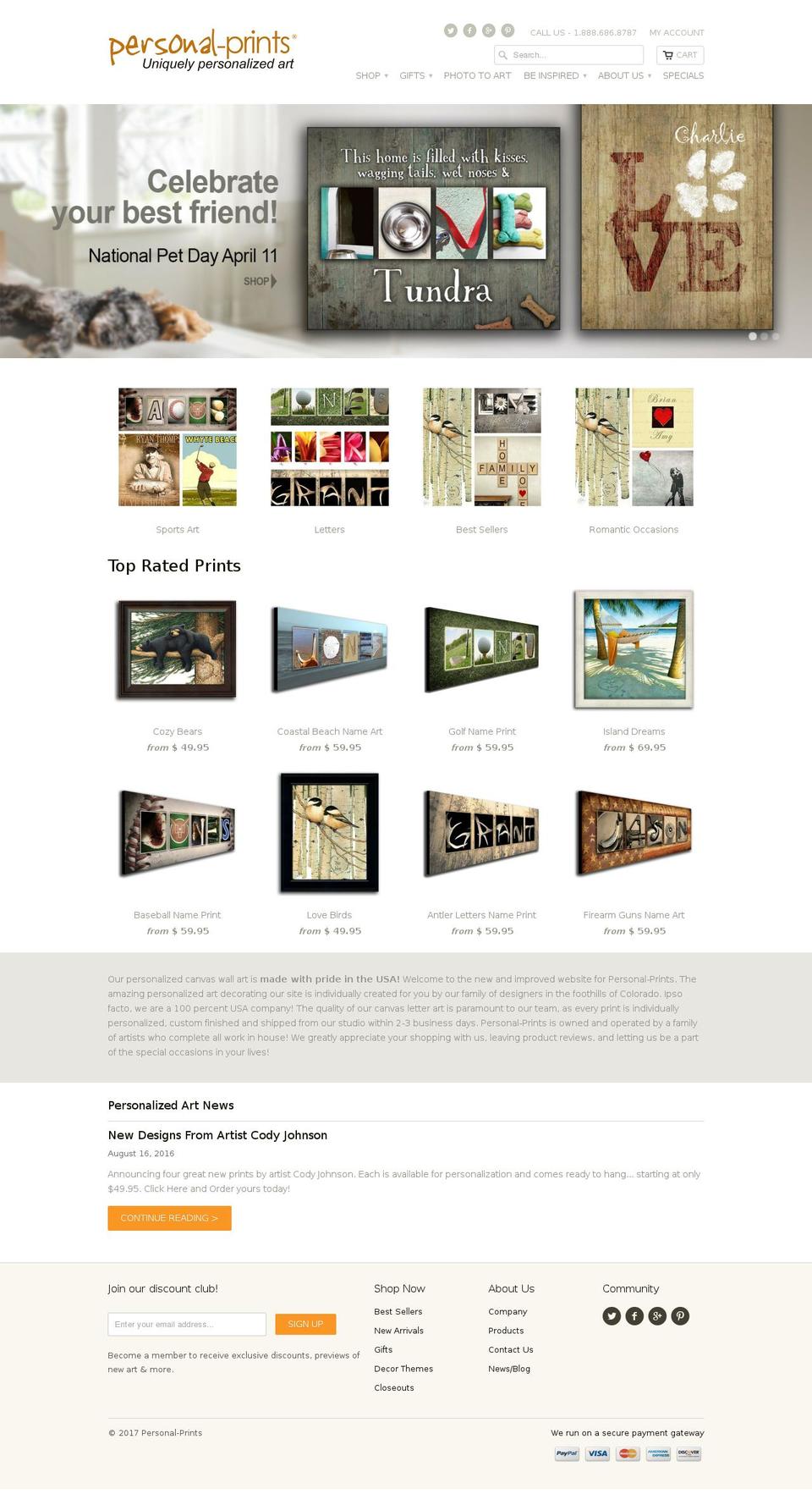 Emporium Shopify theme site example personal-prints.com