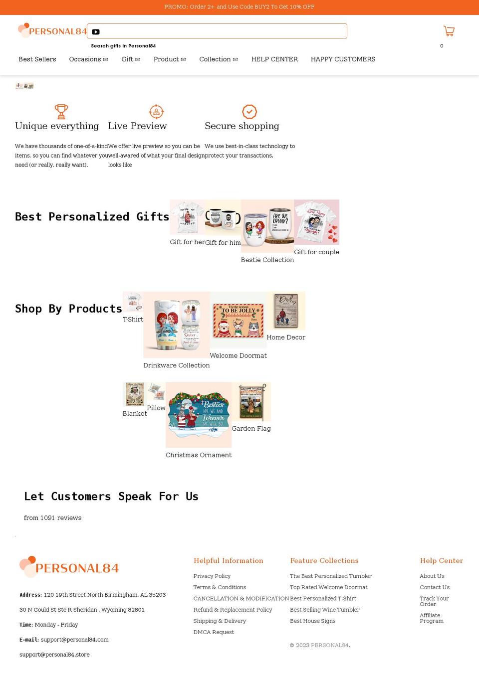 personal84.com shopify website screenshot