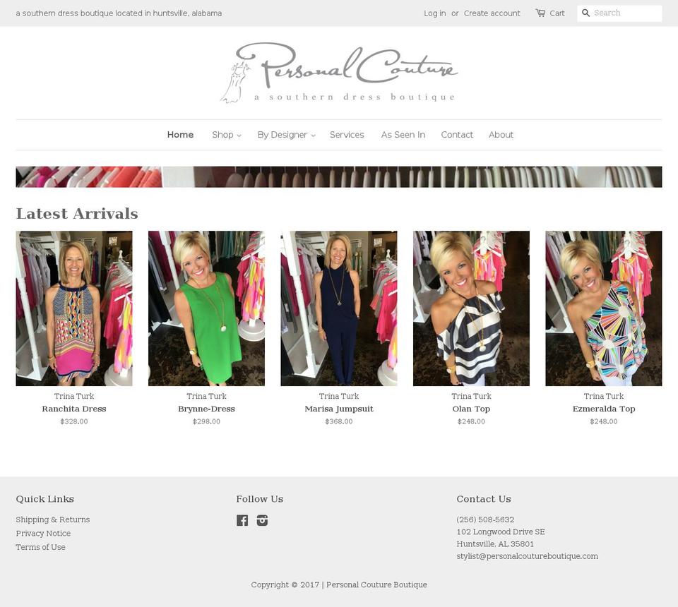 personalcoutureofhuntsville.com shopify website screenshot