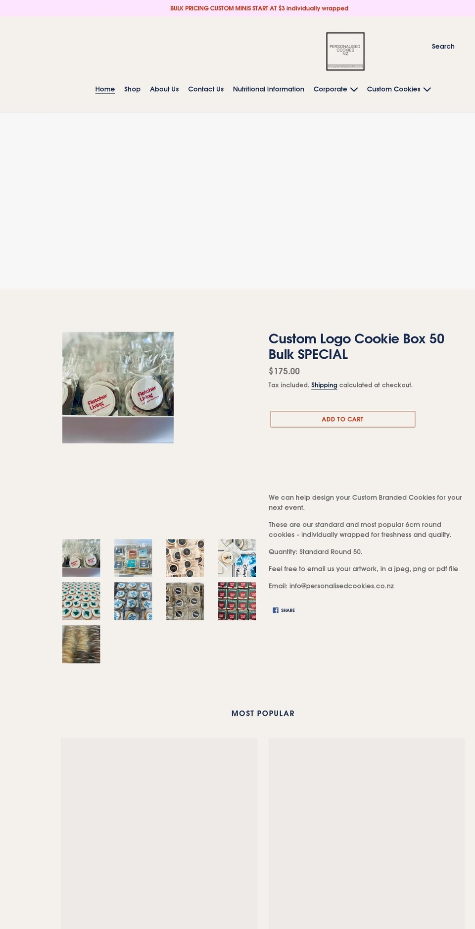 personalisedcookies.co.nz shopify website screenshot