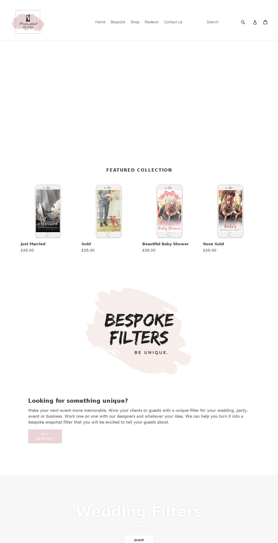 personalisedfilters.com shopify website screenshot