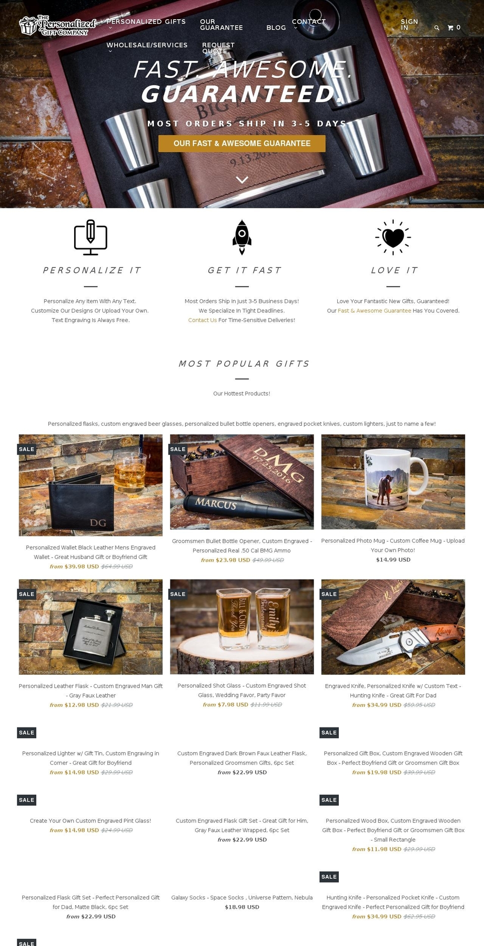 personalisedgiftco.com shopify website screenshot