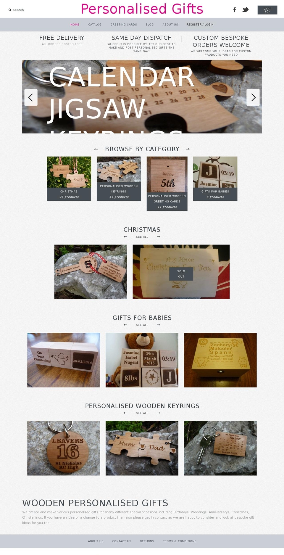 personalisedgifts.co.uk shopify website screenshot