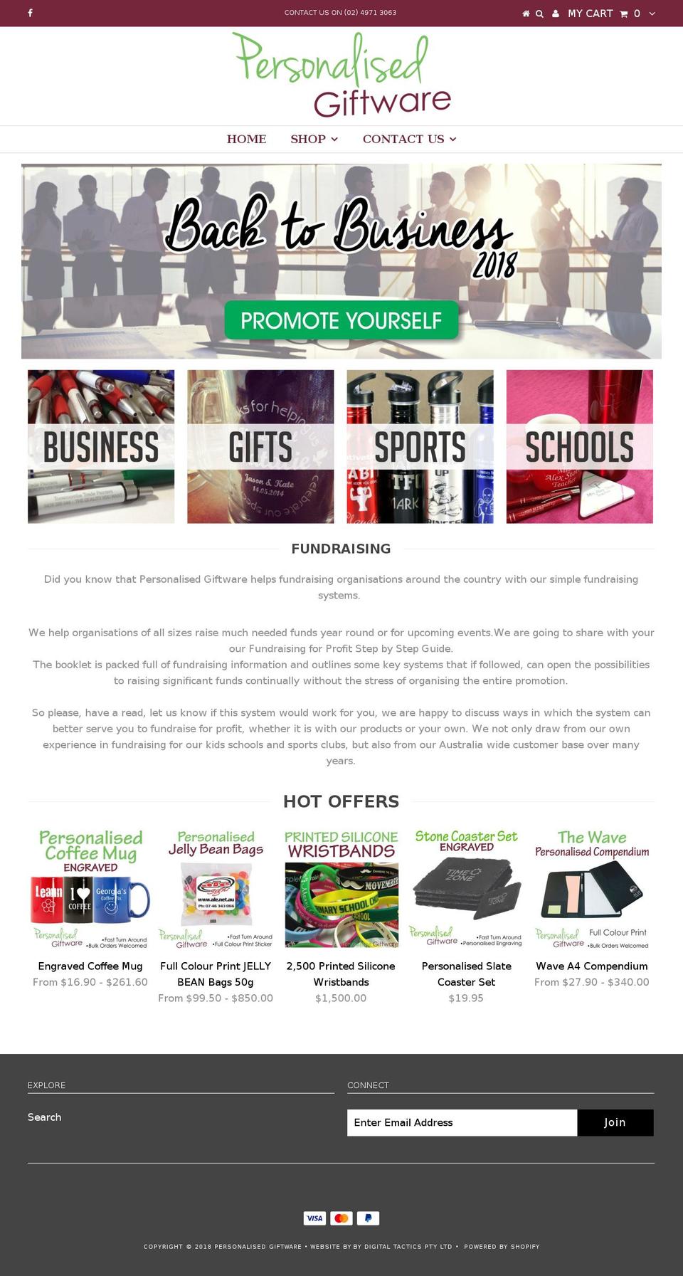 personalisedgiftware.com.au shopify website screenshot