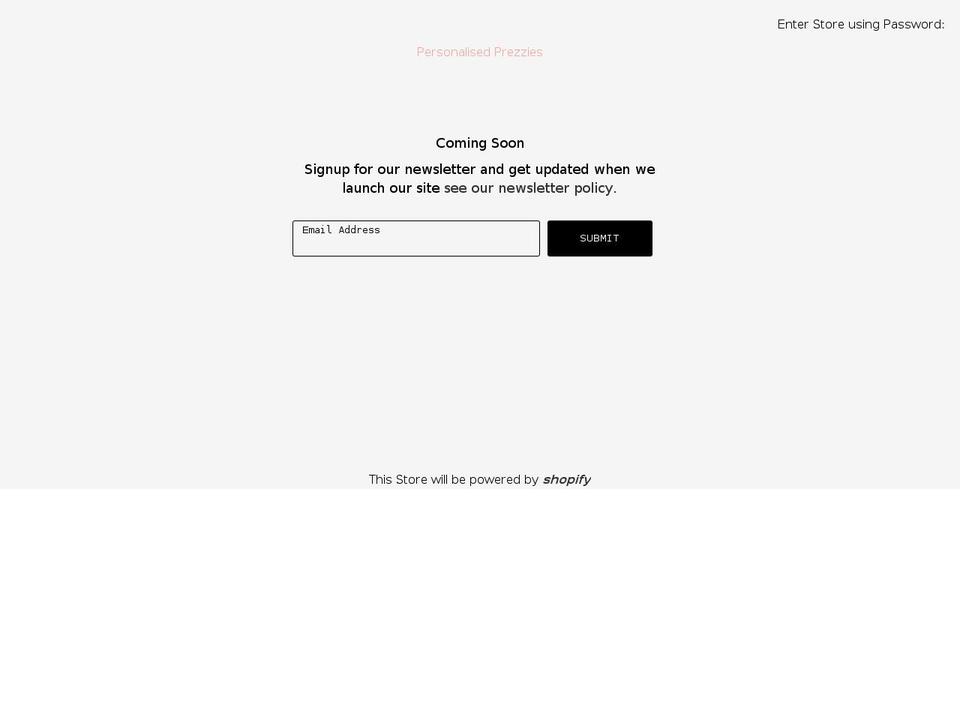 personalisedprezzies.co.uk shopify website screenshot