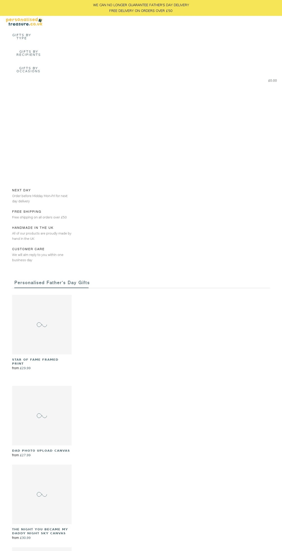 personalisedtreasure.co.uk shopify website screenshot