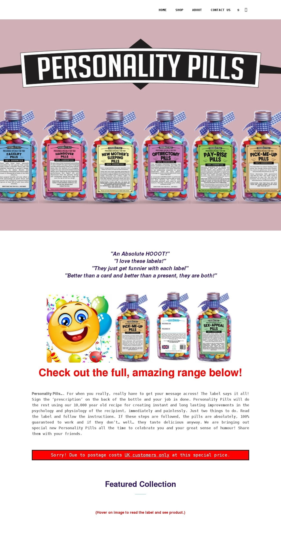 personalitypills.com shopify website screenshot