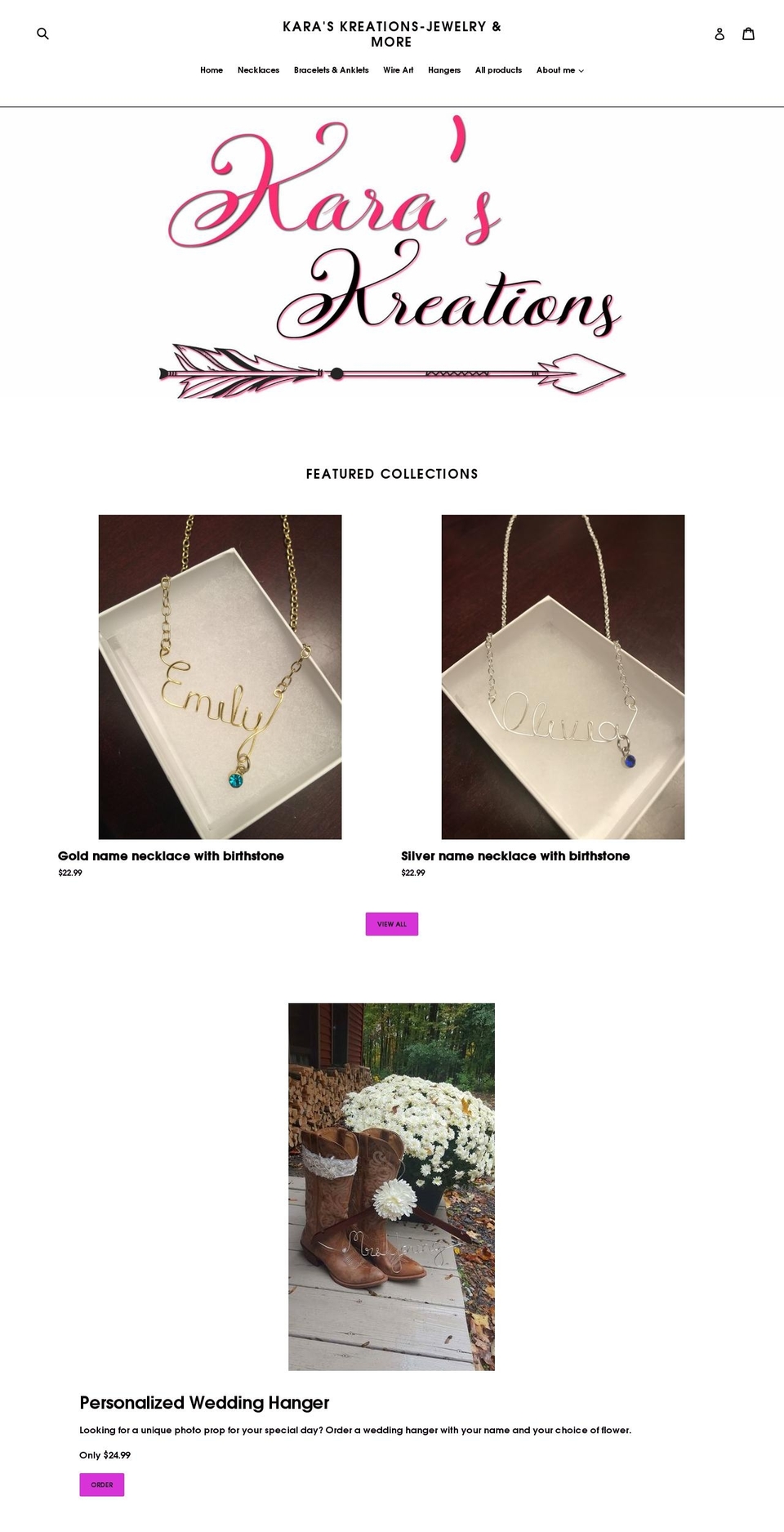 personalizedbykara.com shopify website screenshot