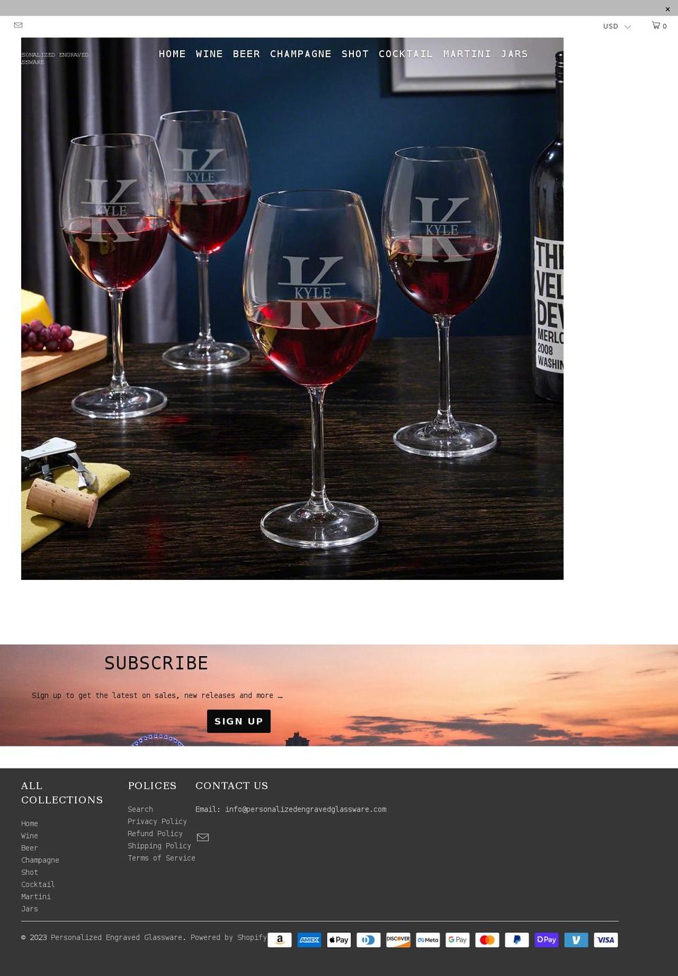 personalizedengravedglassware.com shopify website screenshot