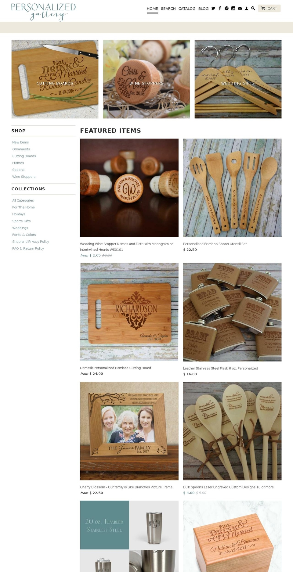 personalizedgallery.com shopify website screenshot