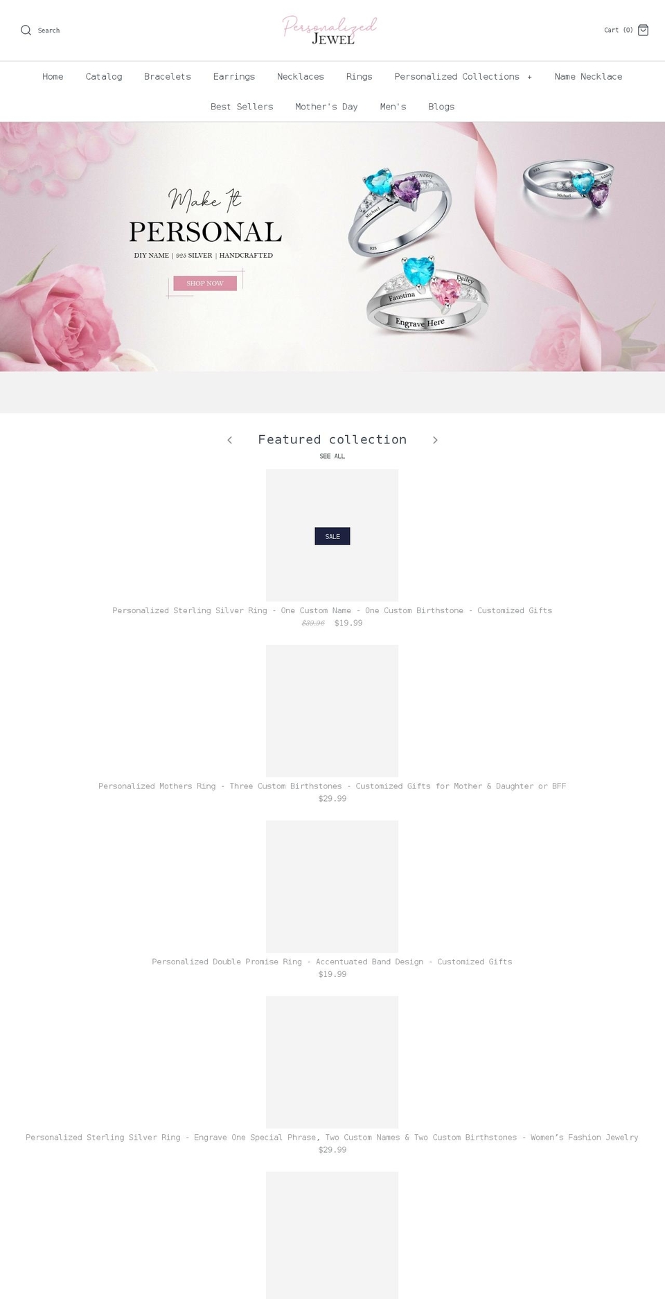 personalizedjewel.com shopify website screenshot