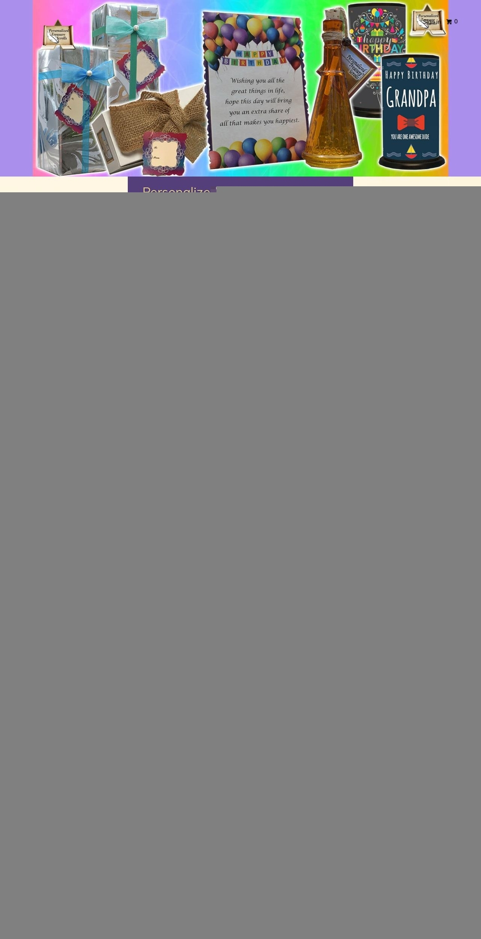 personalizedmessageinabottle.com shopify website screenshot