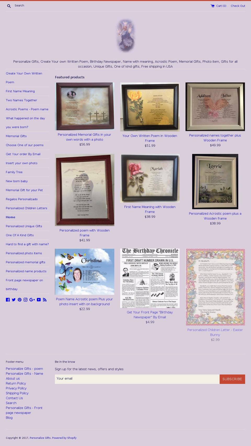 personalizegifts.com shopify website screenshot