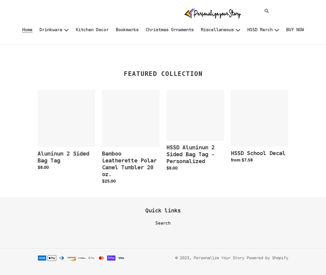 personalizeyourstory.com shopify website screenshot
