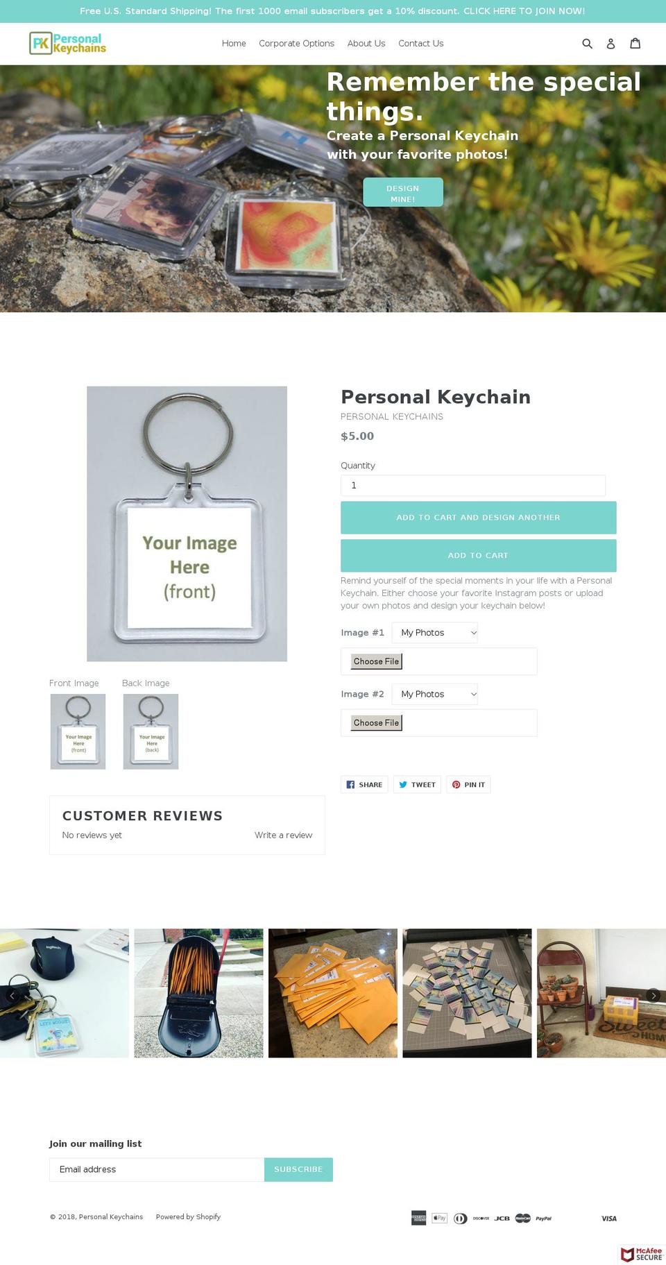 personalkeychains.com — Shopify storefront screenshot