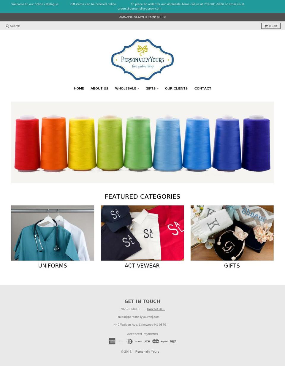 personallyyoursnj.com — Shopify storefront screenshot