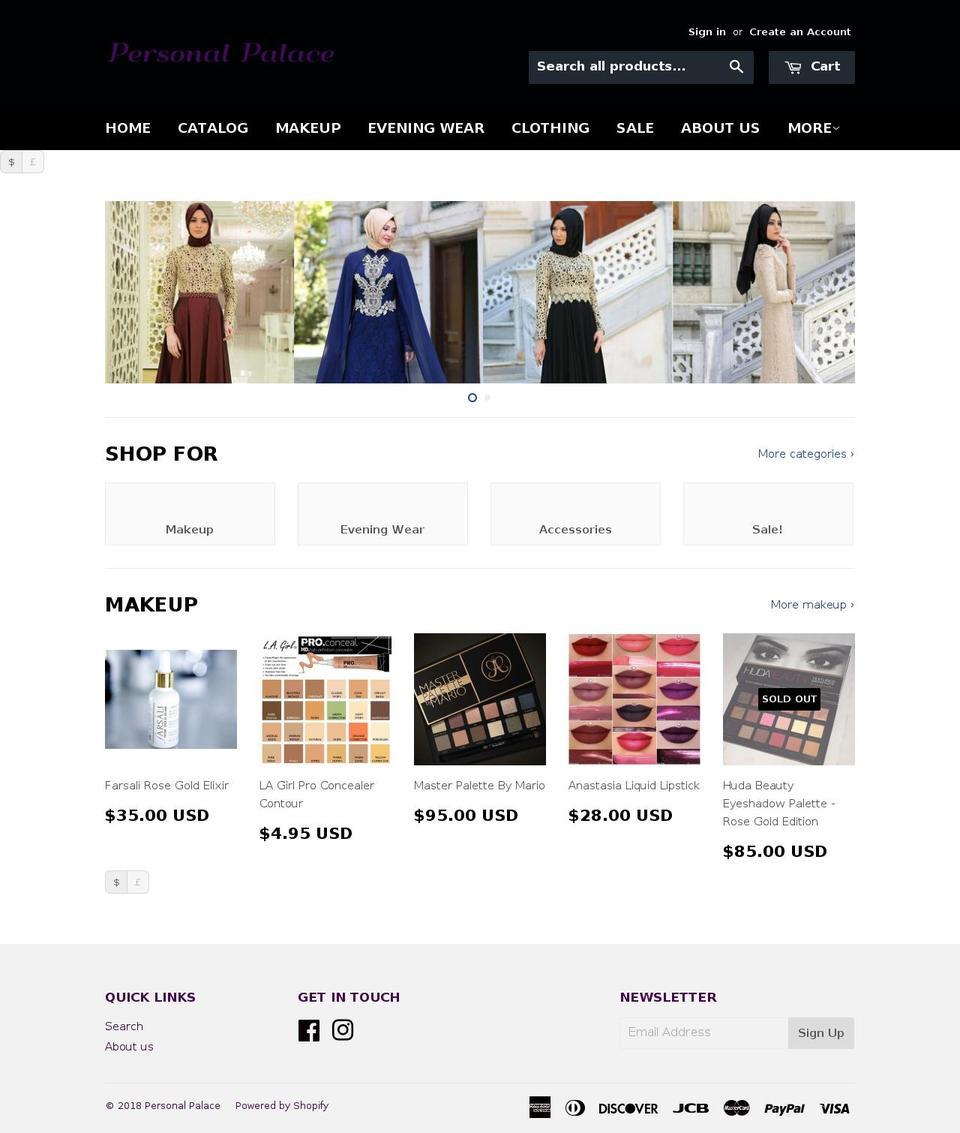 personalpalace.net shopify website screenshot