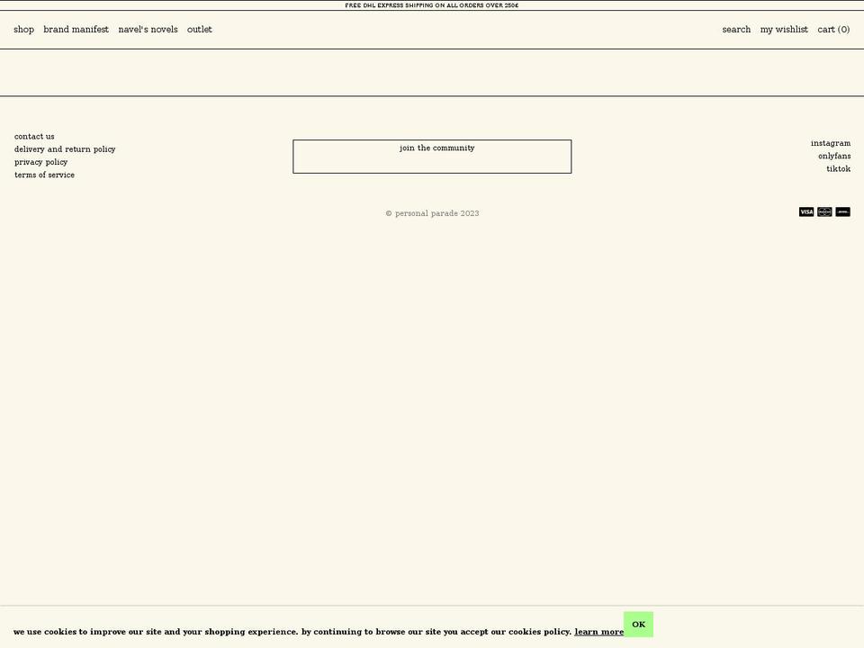 personalparade.com shopify website screenshot